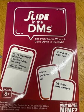 Source Unknown Slide in the DMs Party Game - Magenta and White